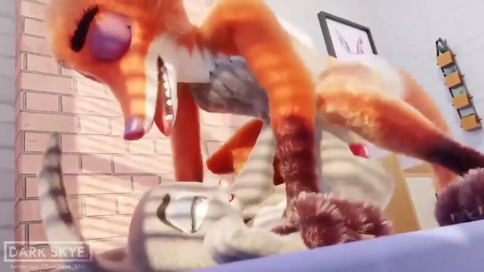 Two furries sharing inside an familiar moment vaginal with insertions